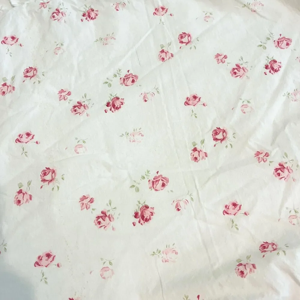 Vintage Simply Shabby Chic Pink Rose Floral Quilt Ruffled Throw Pillow Cover
